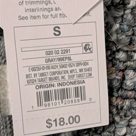 Small NWT Gray Crop Tank Auden - Picture 3 of 3